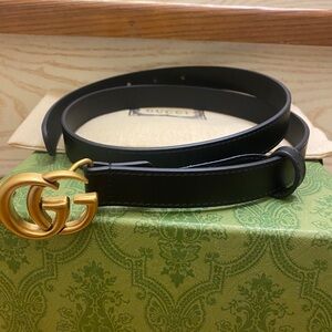 Gucci Black Belt with Gold GG Buckle